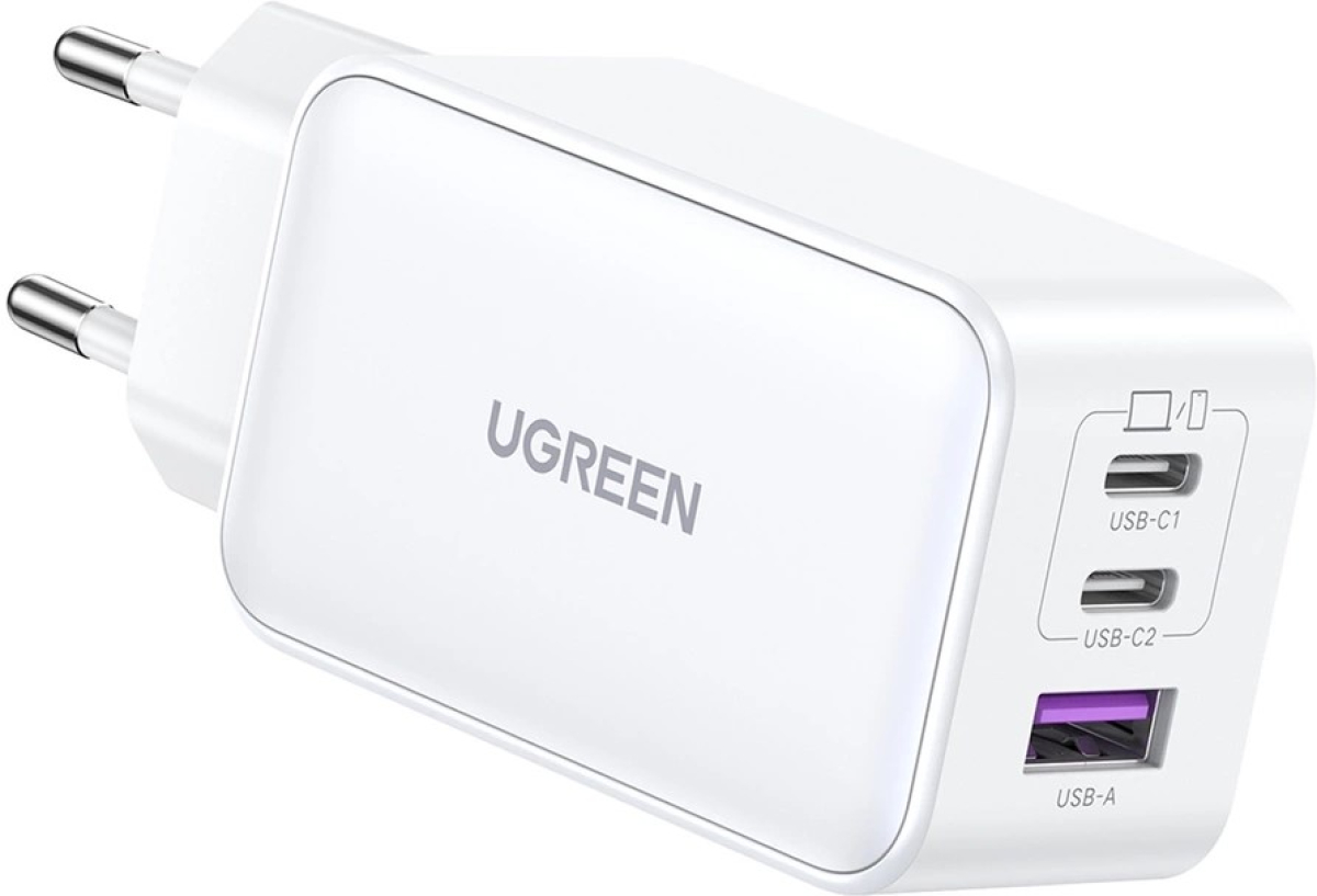 Принадлежност за смартфон Зарядно устройство Ugreen 15339 Nexode Мрежов адаптер, 2xUSB-C, USB-A 3.0, PD3.0, QC4.0, GaN, 65W - бялона ниска цена с бърза доставка - BestPC.BG
