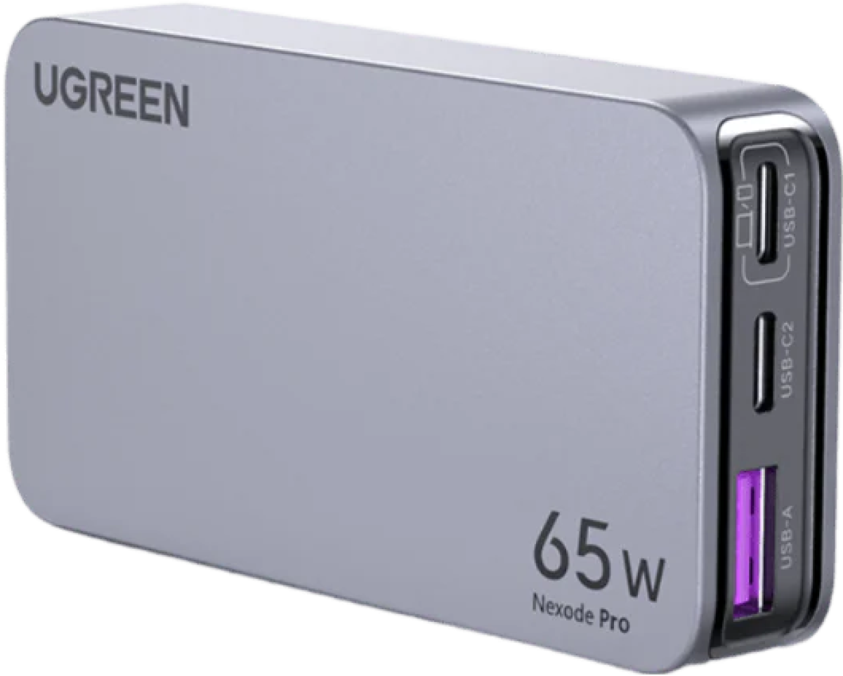 Външна батерия Ултратънко 3-портово бързо зарядно устройство Ugreen Nexode Pro 25356 65W GaNна ниска цена с бърза доставка - BestPC.BG