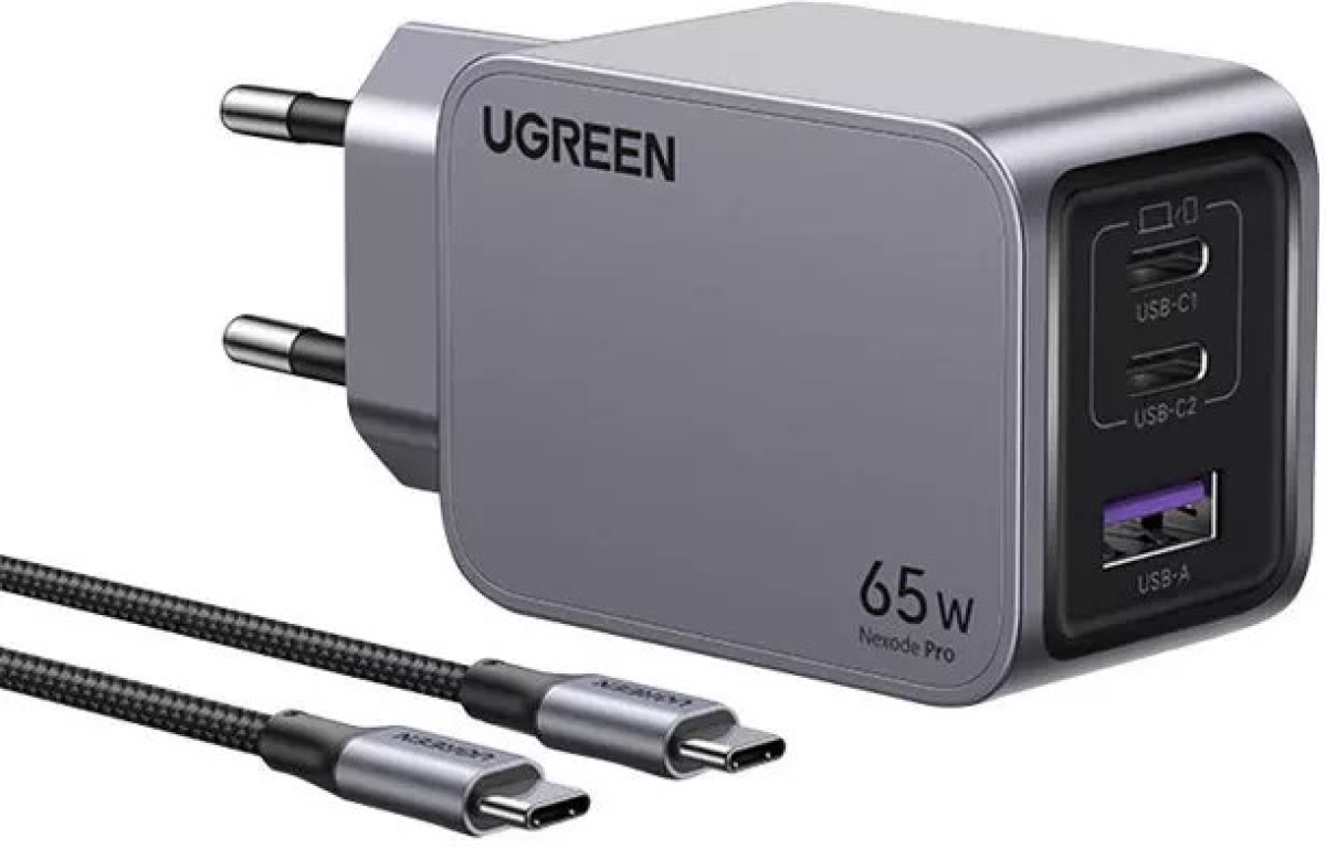 Принадлежност за смартфон 3-портово мини бързо зарядно устройство GaN Ugreen Nexode Pro 25871 220V 2xUSB-C, 1xUSB A, 65Wна ниска цена с бърза доставка - BestPC.BG