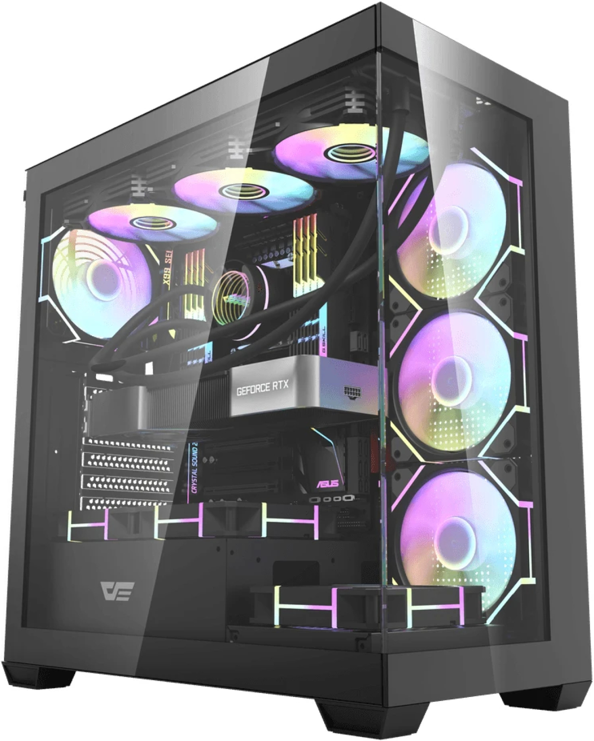 Darkflash кутия Case ATX - DS900 Black - 7 x 120 mm A-RGB fans included, USB-Cна ниска цена с бърза доставка - BestPC.BG