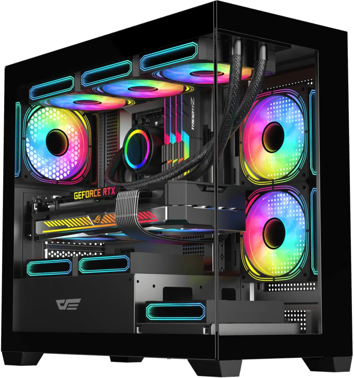 Darkflash кутия Case mATX - DS900M Black - 6 x 120 mm Infinity Mirror A-RGBна ниска цена с бърза доставка - BestPC.BG