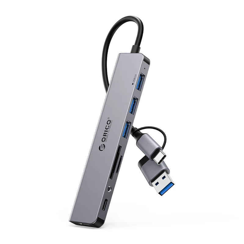 Orico хъб HUB USB3.0-2.0 HUB 8 port USB-C-A - YSA8-U3-GY-BPна ниска цена с бърза доставка - BestPC.BG