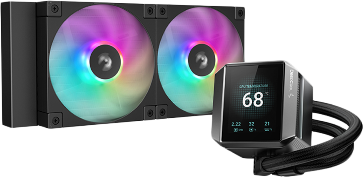 Водно охлаждане DeepCool MYSTIQUE 240 ARGB, 240mm CPU Liquid Cooler, 2.8" LCD screen, 2x120mm PWM ARGB Fans, Fluid Dynamic Bearing, Blackна ниска цена с бърза доставка - BestPC.BG