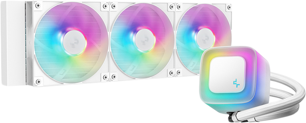 Водно охлаждане DeepCool LE360 WH V2, 360mm CPU Liquid Cooler, 3x120mm PWM ARGB Fans, ARGB block, White, LGA1851-1700-1200-1151-1150на ниска цена с бърза доставка - BestPC.BG