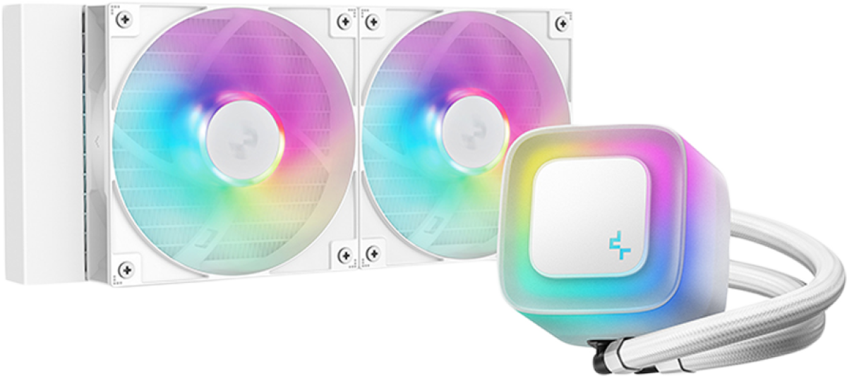 Водно охлаждане DeepCool LE240 WH V2, 240mm CPU Liquid Cooler, 2x120mm PWM ARGB Fans, ARGB block, White, LGA1851-1700-1200-1151-1150на ниска цена с бърза доставка - BestPC.BG