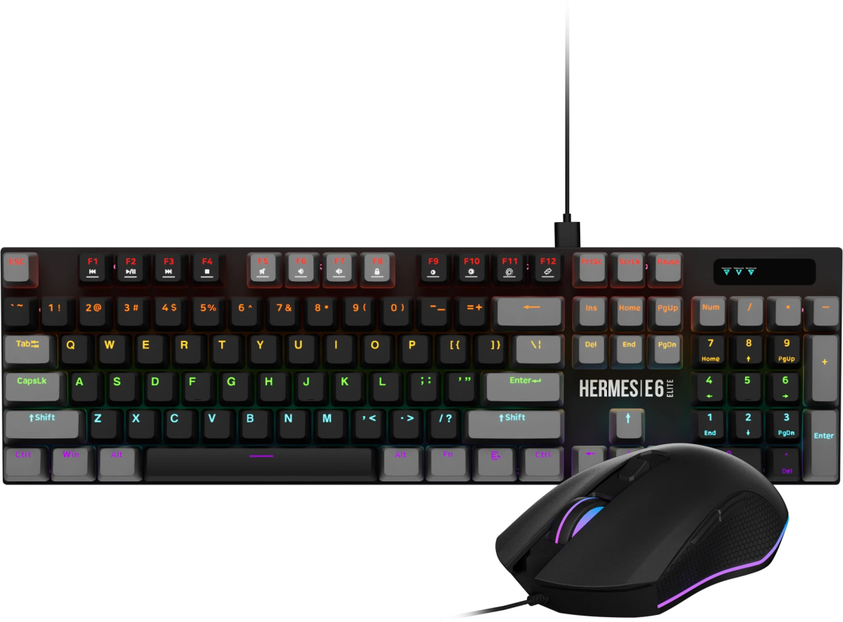 Клавиатура Gamdias геймърски комплект Gaming COMBO - HERMES E6 Elite 2-in-1 Combo - Mechanical Keyboard + Mouseна ниска цена с бърза доставка - BestPC.BG