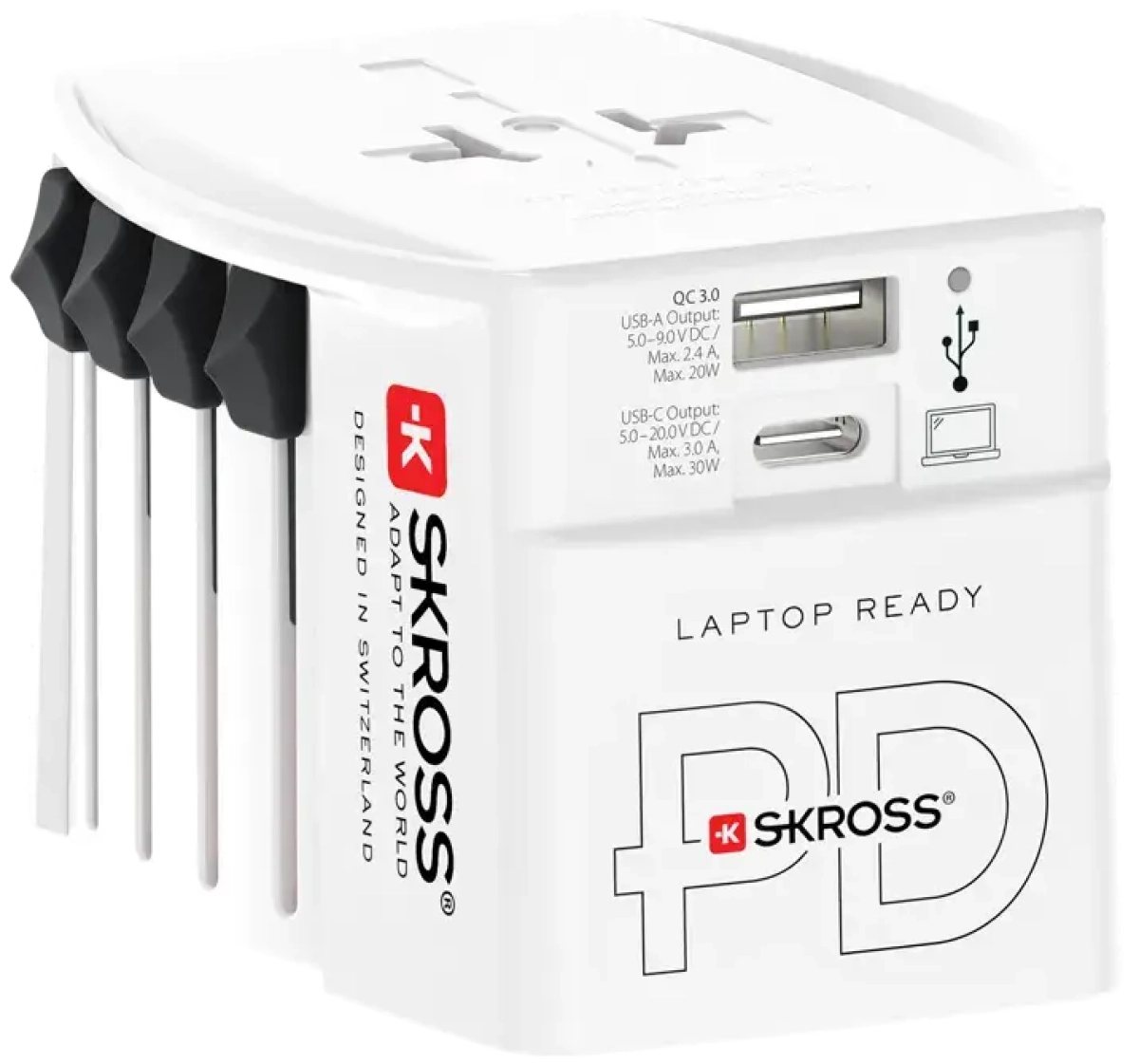 Skross универсален адаптер 220V , 30W, бялна ниска цена с бърза доставка - BestPC.BG