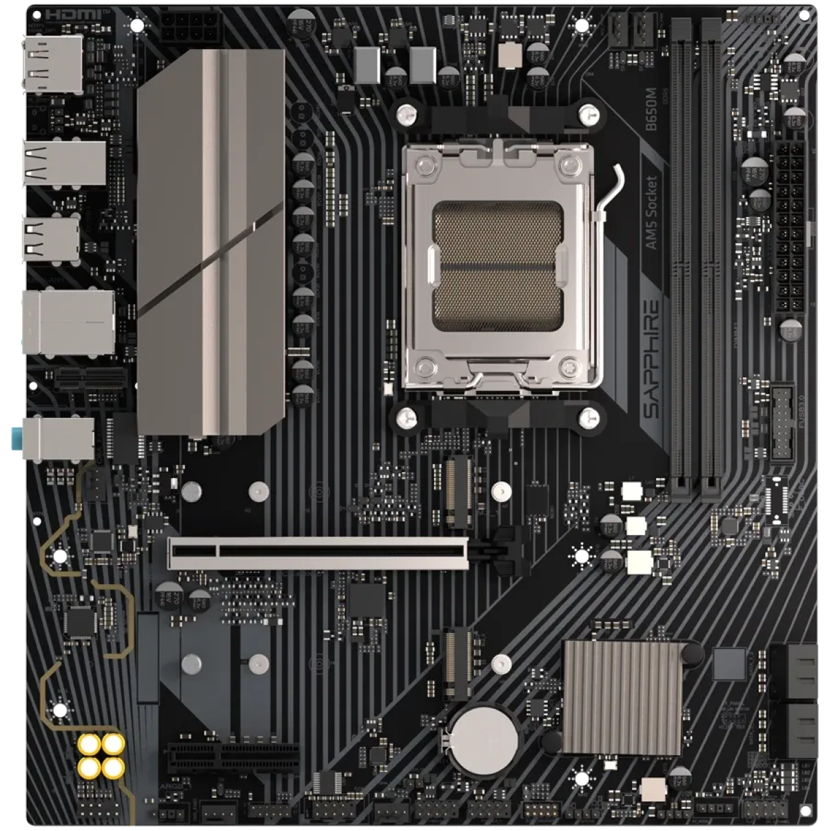 Дънна платка SAPPHIRE AMD B650M-E, AM5, 2x DDR5 7600MHz, PCIe 4.0 x16, 1x M.2 Gen5, 1x M.2 Gen4, LAN 2.5 Gbps, Micro-ATXна ниска цена с бърза доставка - BestPC.BG