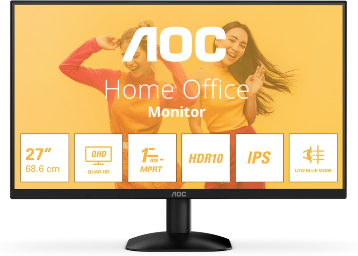 Монитор AOC Q27B35E, 27" IPS WLED, 2560x1440 75Hz, 4ms GtG, 1ms MPRT, 300cd m/2, 1500:1, Tilt, HDMI, DPна ниска цена с бърза доставка - BestPC.BG