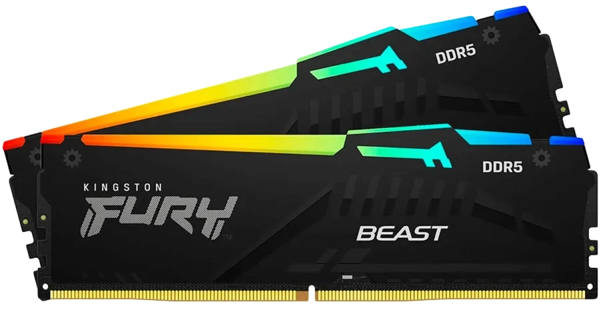 Памет Kingston DRAM 16GB(2х 8GB) 5200MT-s DDR5 CL40 DIMM FURY Beast RGB XMPна ниска цена с бърза доставка - BestPC.BG