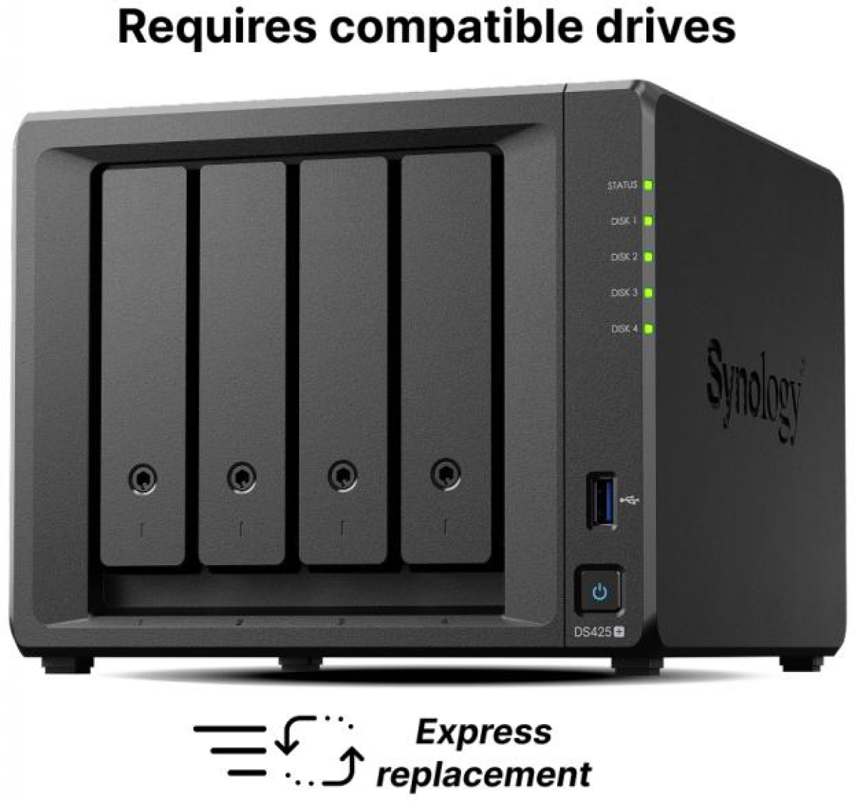Мрежов сторидж (NAS/SAN) Мрежов сторидж NAS Synology DS425+,4-bay за 3.5 2.5, 2 x M.2 NVMeна ниска цена с бърза доставка - BestPC.BG
