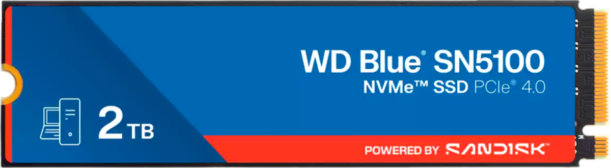 SSD Western Digital Blue SN5100, M.2 2280, PCIe NVMe 4.0 x4, 3D NAND, 6700 MB/s, 7100 MB/s, TBW 900 TB, Синна ниска цена с бърза доставка - BestPC.BG