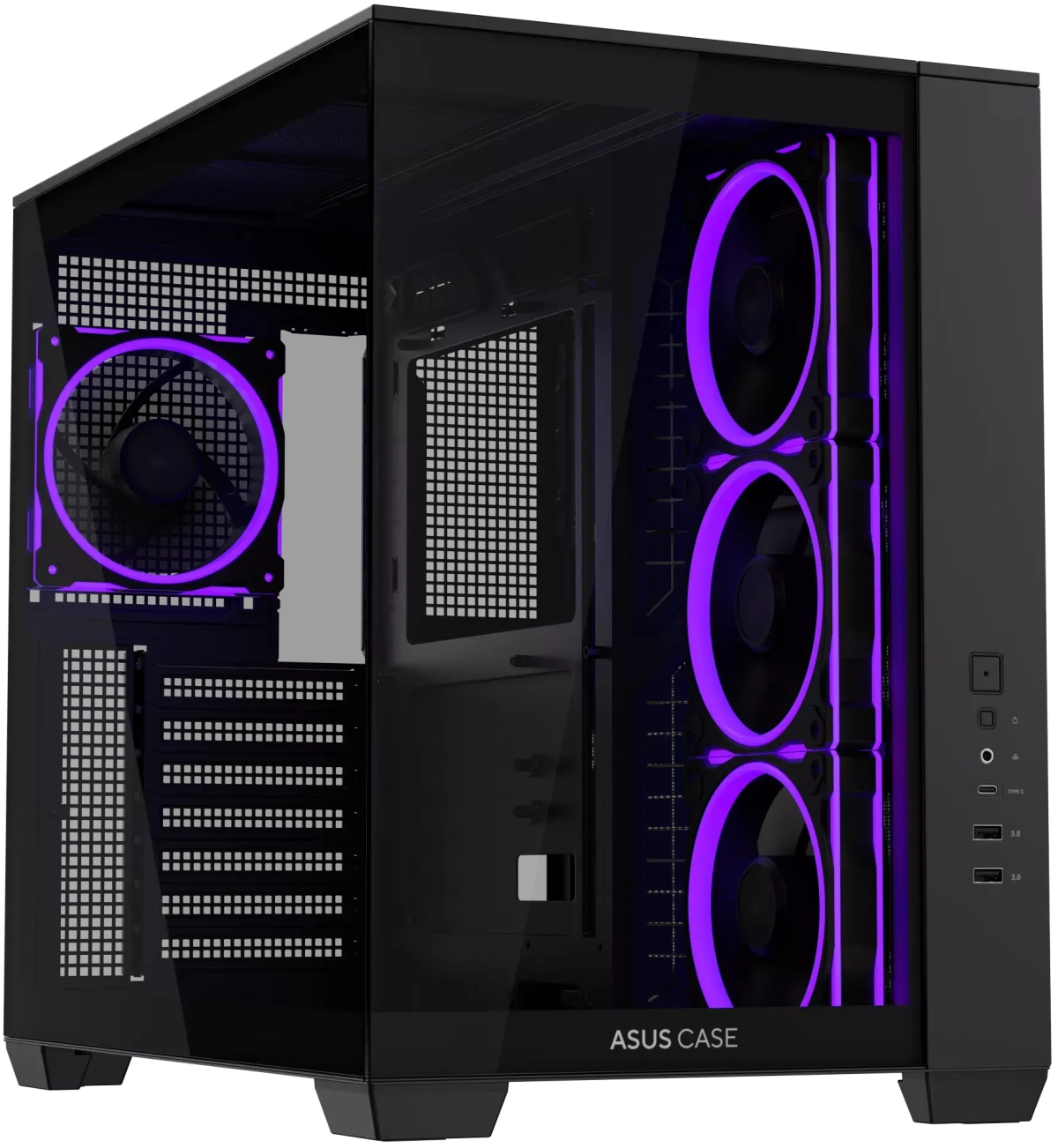 Кутия ASUS A32 PLUS Tempered Glass + 4 ARGB Вентилатора - Blackна ниска цена с бърза доставка - BestPC.BG