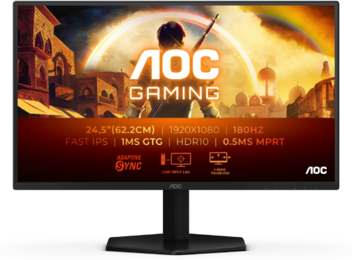 Монитор AOC 25G42E, 24.5" Fast IPS WLED, 1920x1080@180Hz, 1ms GtG, 0.5ms MPRT, 300cd m-2, HDMI, DPна ниска цена с бърза доставка - BestPC.BG