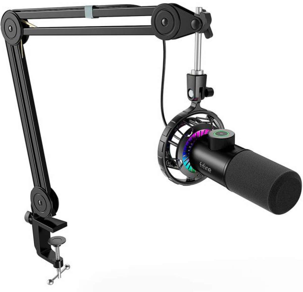 Микрофон със стойка FIFINE T658 Dynamic RGB - Blackна ниска цена с бърза доставка - BestPC.BG