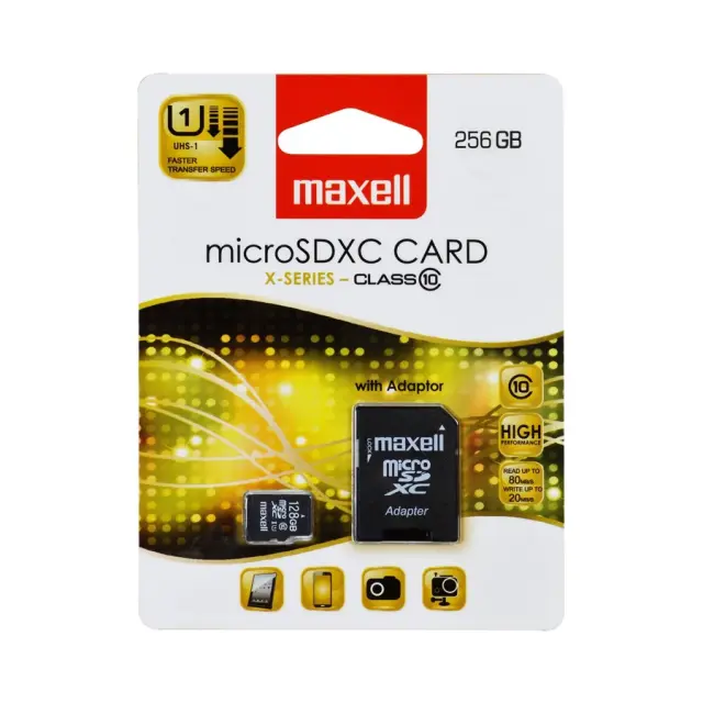 Карта памет Maxell micro SDXC, 256GB read up 80Mb-s, write up 20Mb-sна ниска цена с бърза доставка - BestPC.BG