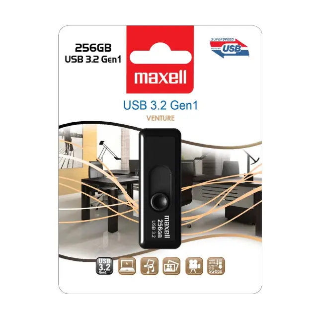 Флаш памет MAXELL VENTURE, 256GB USB 3.2 blackна ниска цена с бърза доставка - BestPC.BG