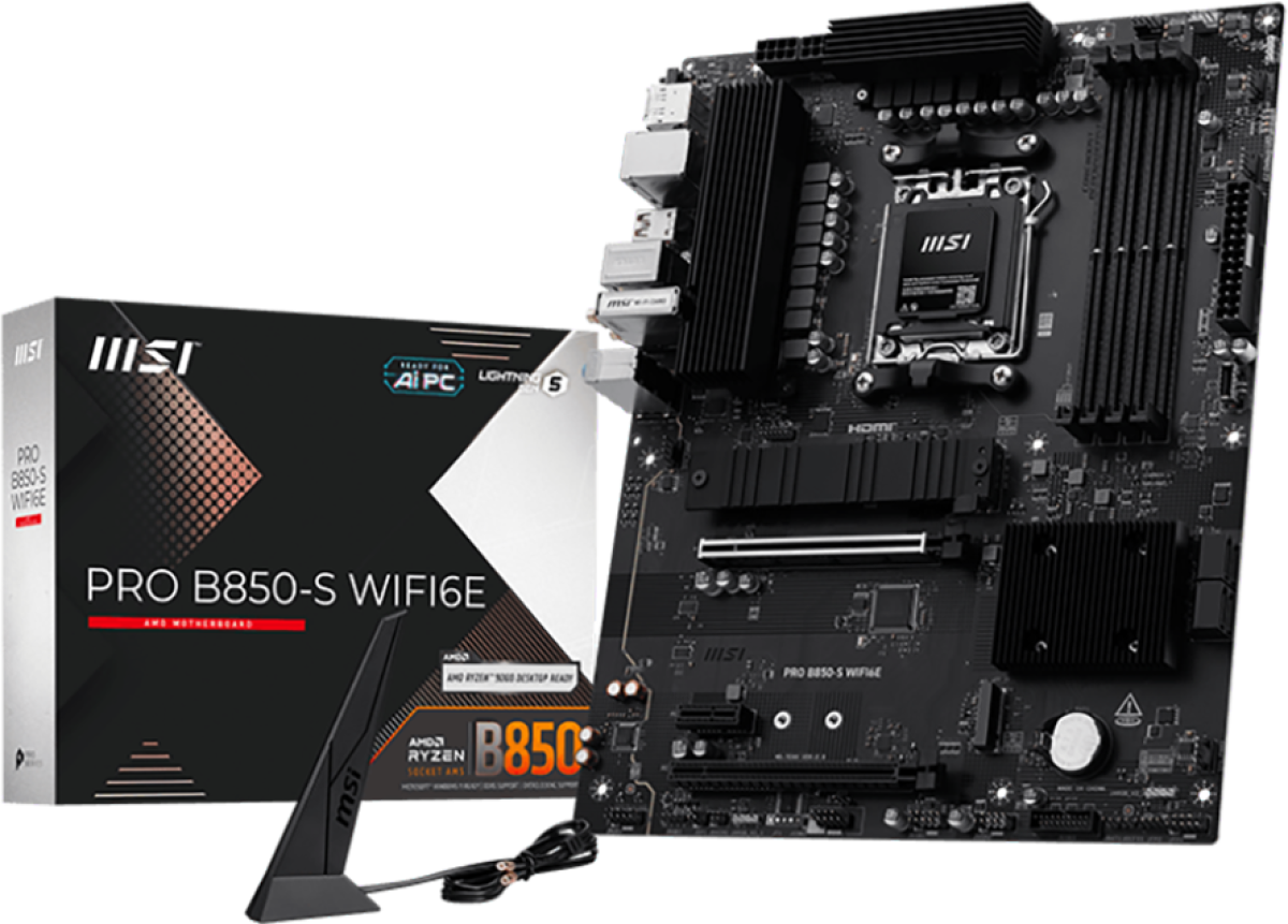 Дънна платка MSI PRO B850-S WIFI6E, ATX, Socket AM5, 4x DDR5 Dual Channel up to 8200(OC)MHz, 2x PCIe x16 slot, 2x M.2 slotна ниска цена с бърза доставка - BestPC.BG