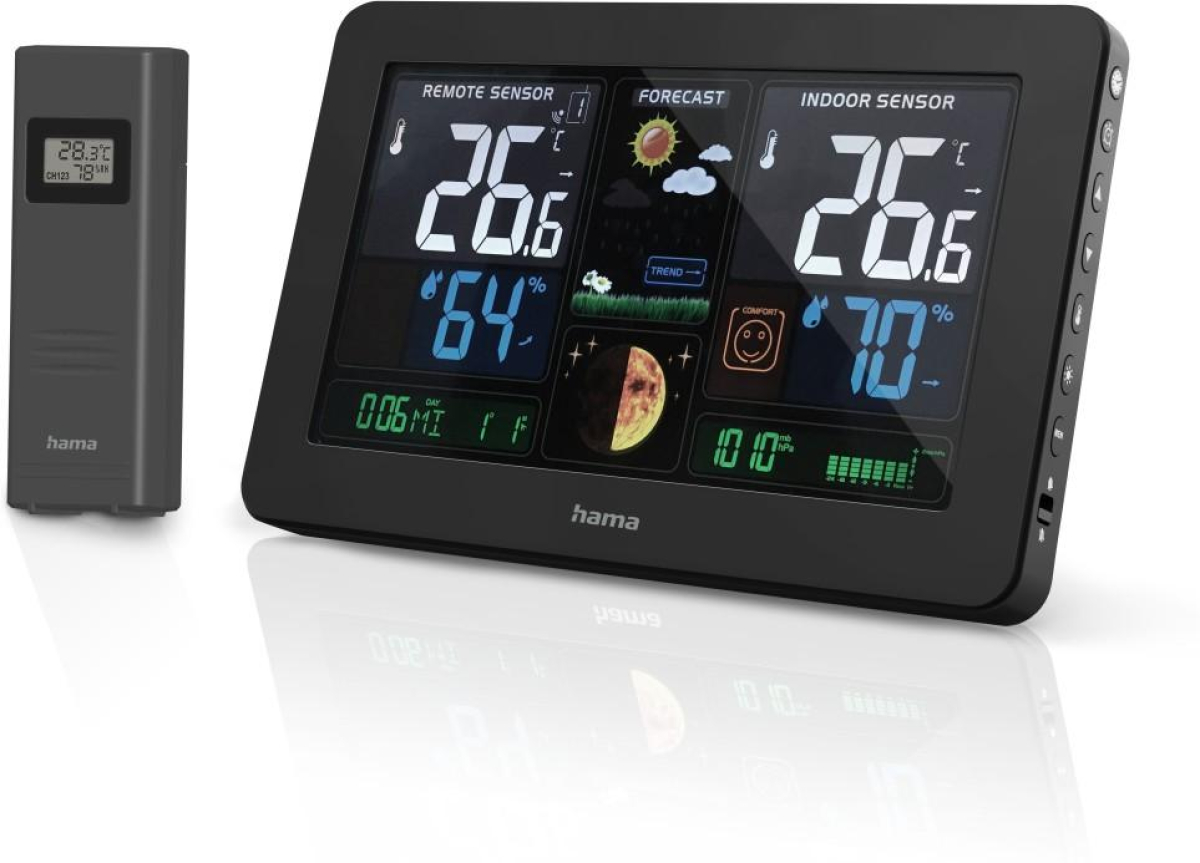 Станция HAMA Електронна метеостанция Premium, цветен LED дисплейна ниска цена с бърза доставка - BestPC.BG