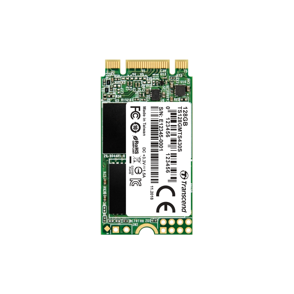 SSD Transcend 128GB TS128GMTS430S, M.2 2242 SSD, SATA3 B+M Key, TLCна ниска цена с бърза доставка - BestPC.BG