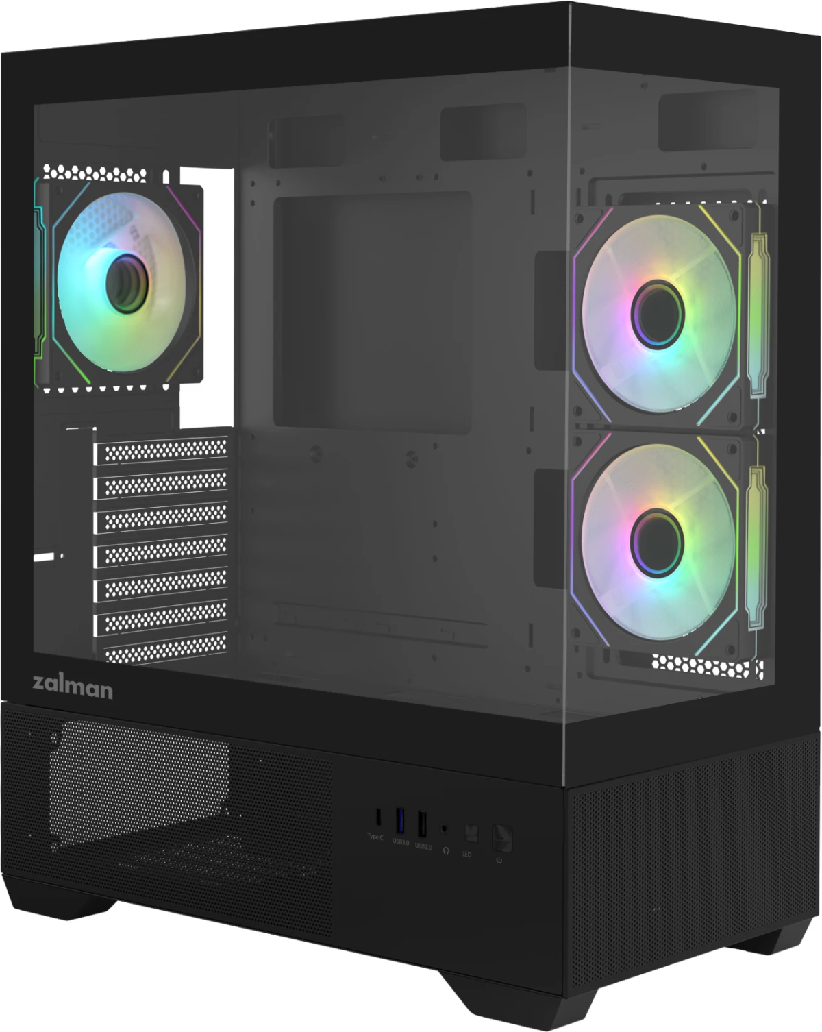 Zalman кутия Case ATX - Chronix BLACK - 3 x 120 mm A-RGB, USB-C, Tempered Glassна ниска цена с бърза доставка - BestPC.BG