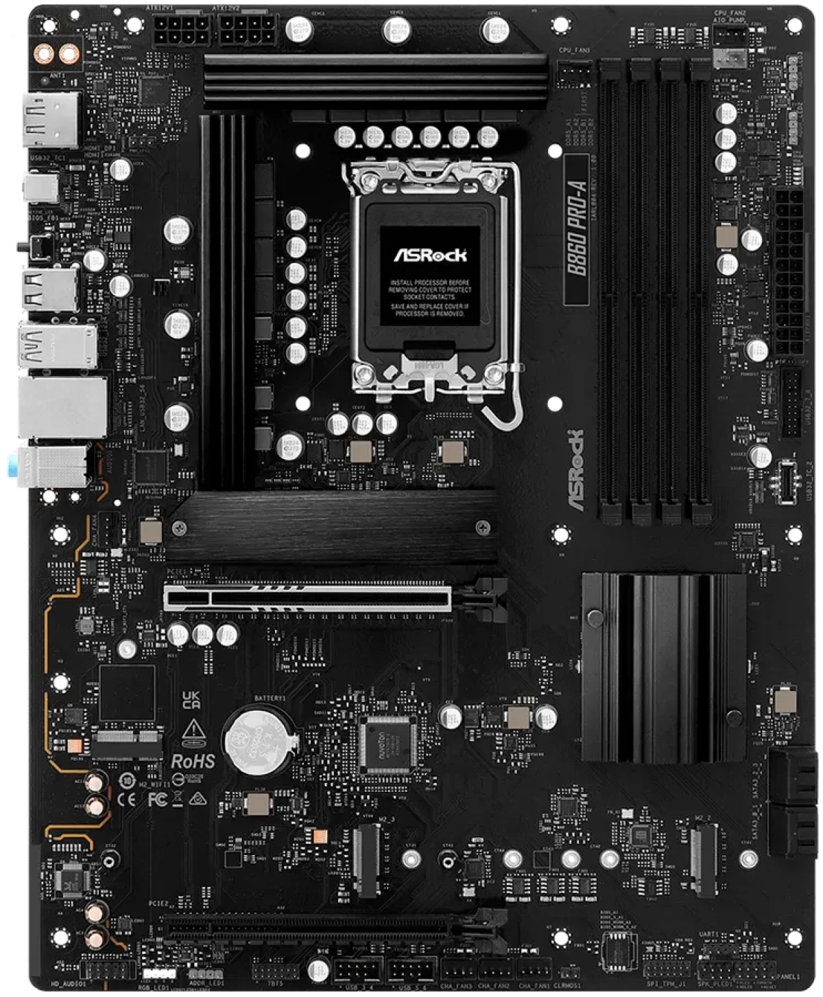 Дънна платка ASROCK MB Desktop B860 PRO-LGA 1851, 4x DDR5, 1x PCIe 5.0 x16, 1x PCIe 4.0 x4, 3х M.2, ATXна ниска цена с бърза доставка - BestPC.BG