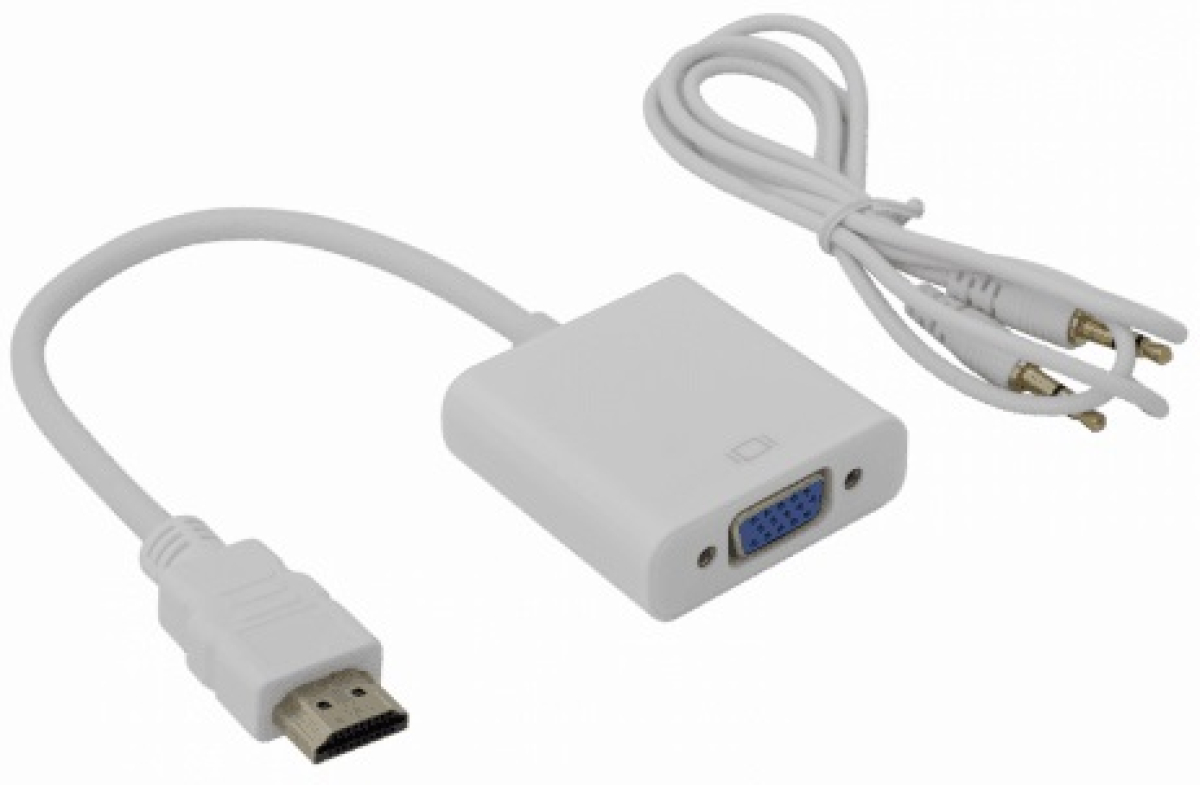 Кабел/адаптер SBOX AD.HDMI-VGA+A, Видео конвертор, HDMI M към VGA F + аудио, 1080p, 1920×1200, HDCP 1.0/1.1/1.2, бялна ниска цена с бърза доставка - BestPC.BG