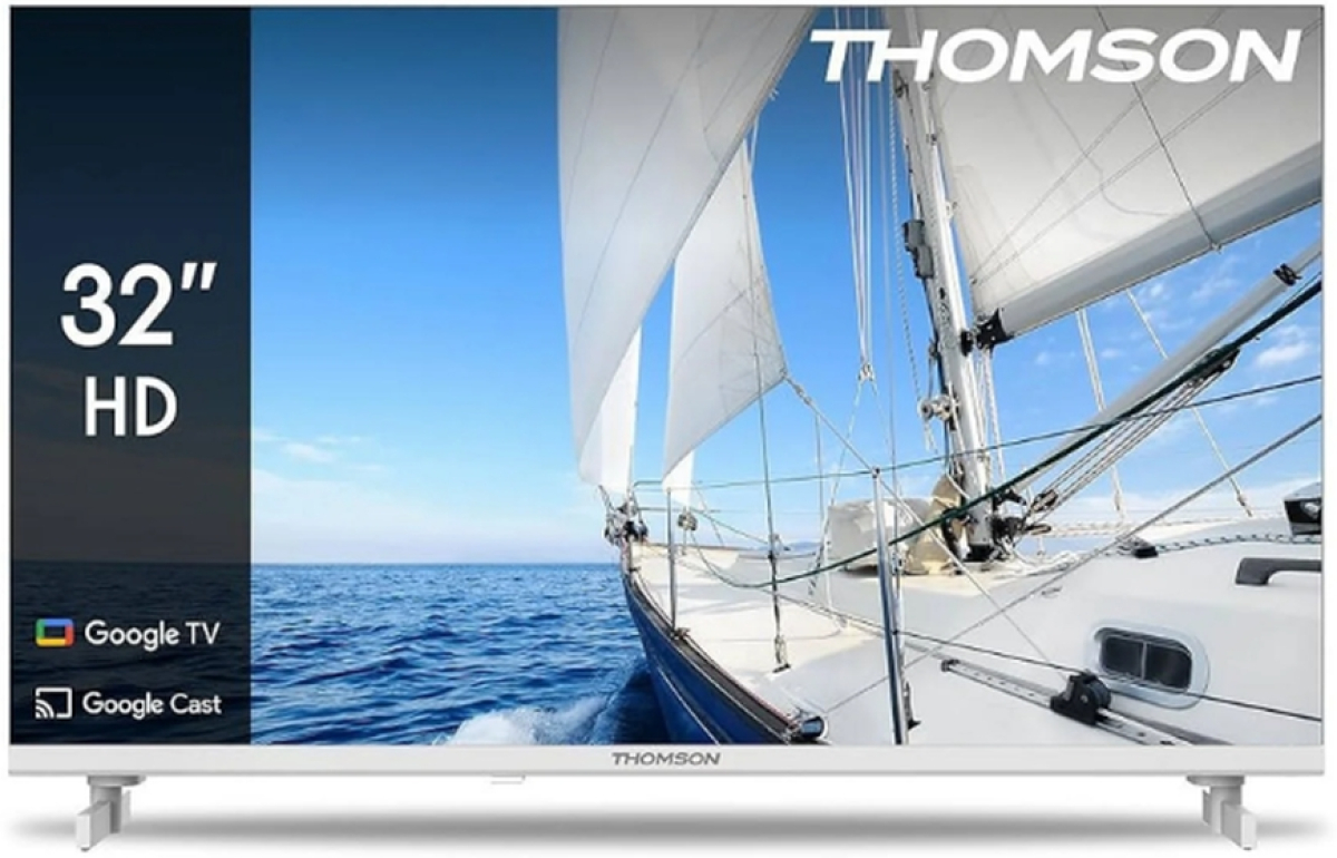 Телевизор Thomson 32" HD Google TV; 1366 x 768, DLED, 60 Hz, HDR10,Google Cast, Wi-Fi, Bluetooth, LAN, HDMI 3 (1.4), USB 2, Adjustable Side Feet, Whiна ниска цена с бърза доставка - BestPC.BG