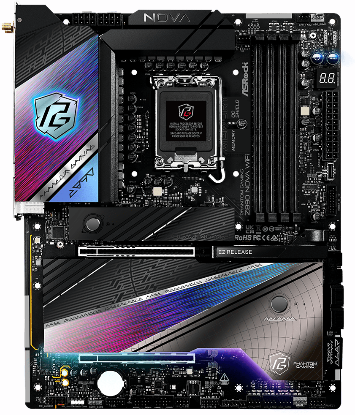 Дънна платка ASROCK Z890 NOVA WIFI - 4xDDR5 4xSATA3 RAID HDMI 6xM2 2xGLAN 2xPCIEx1 WiFiна ниска цена с бърза доставка - BestPC.BG