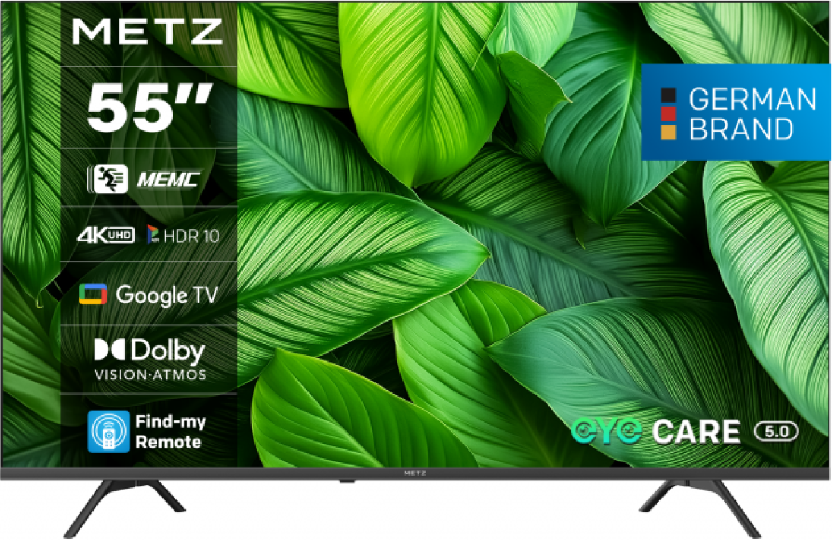 Телевизор METZ Телевизор 55 UHD LED SMART TV,4K, Google TV, Frameless,2x10Wна ниска цена с бърза доставка - BestPC.BG