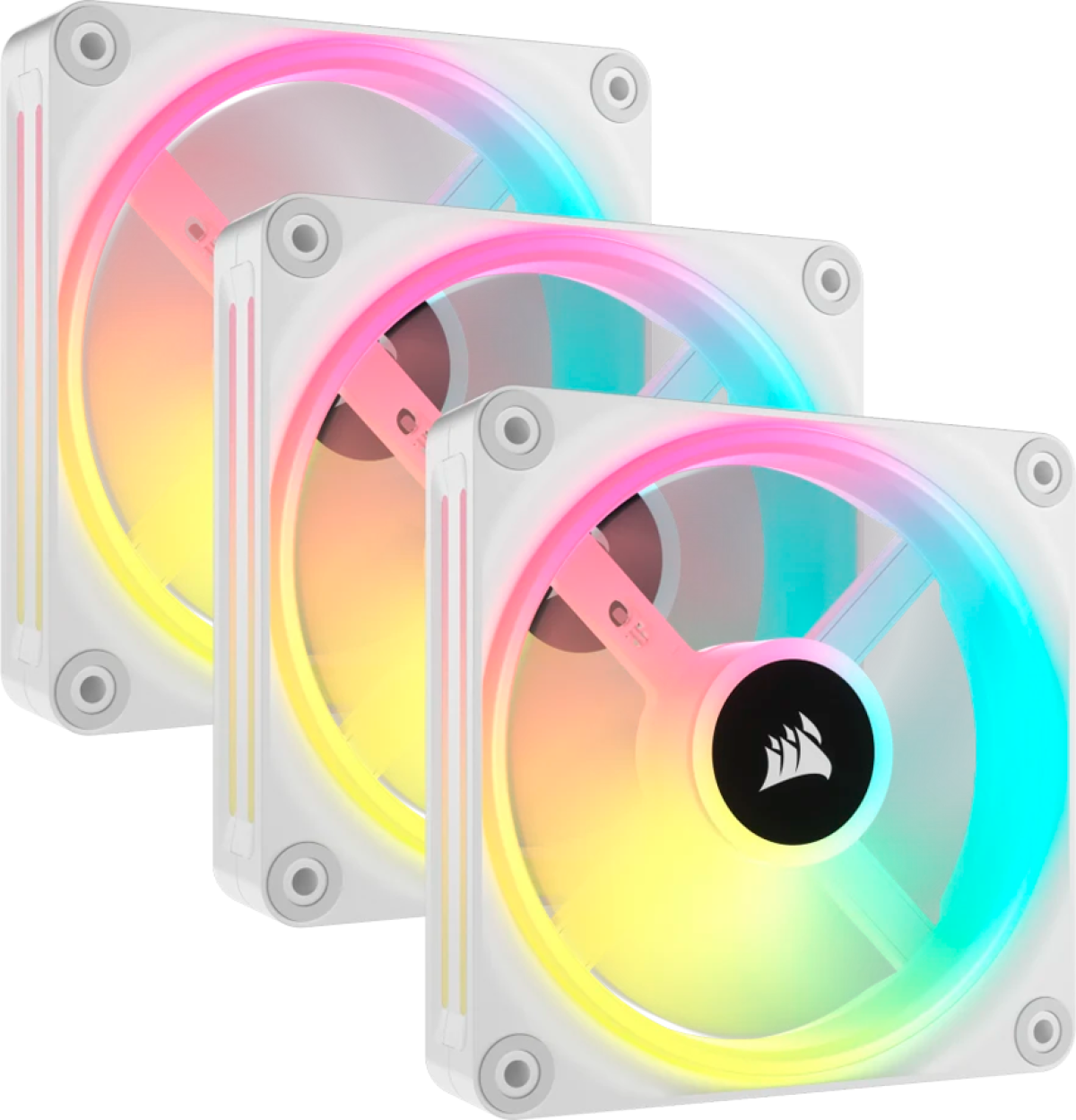 Вентилатор CORSAIR iCUE LINK QX120 RGB WHITE, 120mm Magnetic Dome RGB Fan, 3 х 120мм, Бялна ниска цена с бърза доставка - BestPC.BG