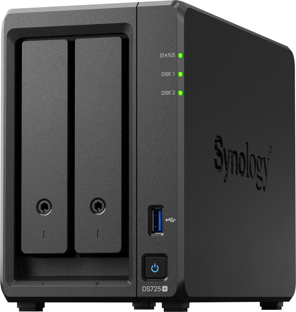 Мрежов сторидж (NAS/SAN) Synology NAS DS725+, за 2 диска 3.5-2.5, 2x M.2 NVMe, черенна ниска цена с бърза доставка - BestPC.BG