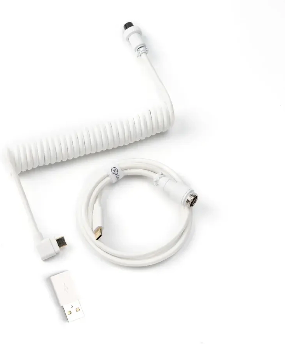 Кабел за клавиатура Keychron Coiled Aviator Cable Angled USB-C, бялна ниска цена с бърза доставка - BestPC.BG
