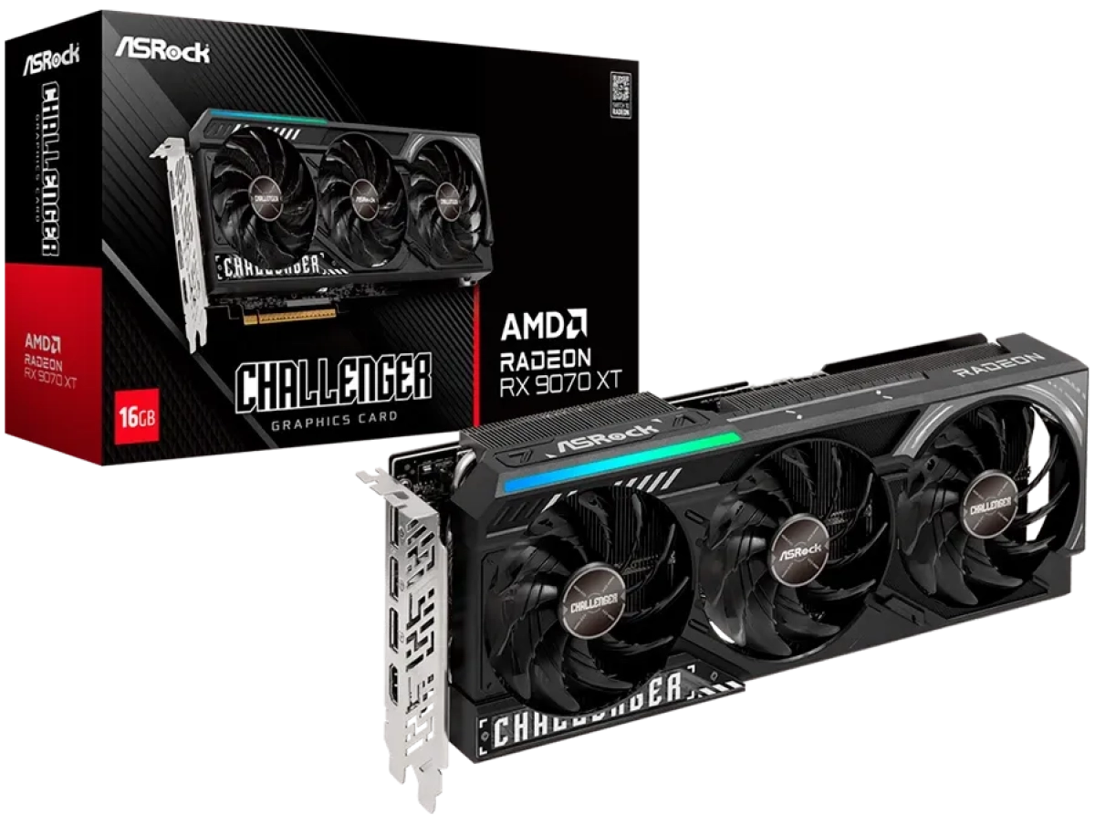 Видеокарта ASROCK AMD Radeon RX 9070 XT Challenger 16GB GDDR6 256-bit, PCIe 5.0 x16, 1x HDMI, 3x DPна ниска цена с бърза доставка - BestPC.BG
