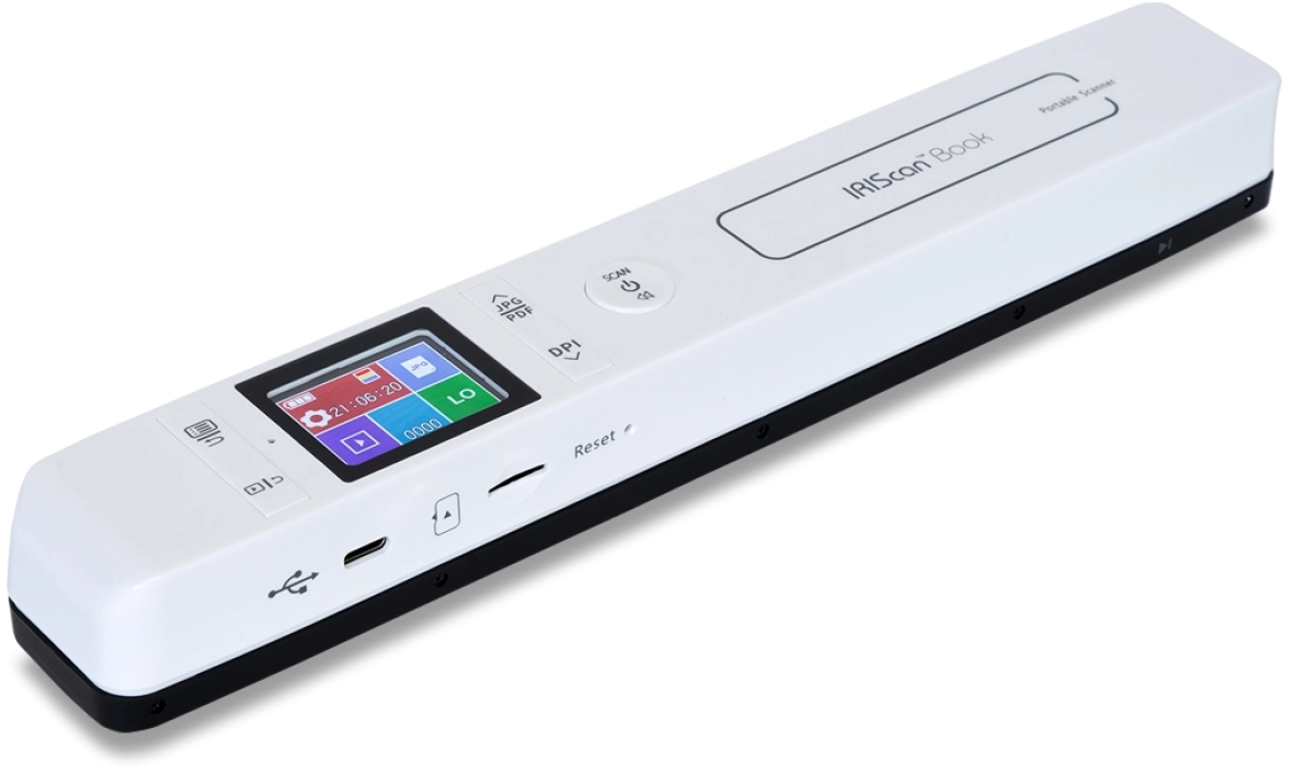 Скенер IRIScan Book 7, 1200 dpi, A4, JPEG, PDF, MicroSD™, Readiris™ OCR, 1.5" LCD екран, USB-C, CIS, бялна ниска цена с бърза доставка - BestPC.BG