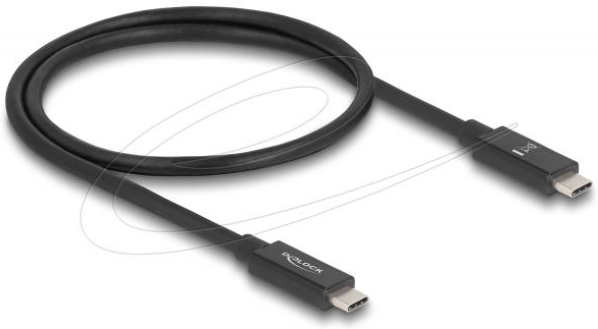 Delock Кабел E-Marker USB-C, 80 Gbps, 16K 60 Hz, PD 3.1 240 W, 0.5 m, черенна ниска цена с бърза доставка - BestPC.BG