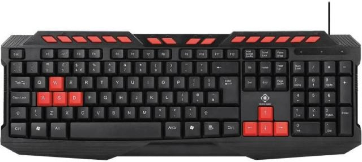 Клавиатура Deltaco GAM-024UK, геймърска, мембранна, USB, UK подредба, 6-клавишен anti-ghosting, черенна ниска цена с бърза доставка - BestPC.BG