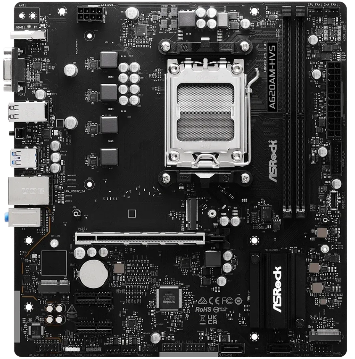 Дънна платка ASROCK A620AM-HVS mATX AM5 DDR5на ниска цена с бърза доставка - BestPC.BG