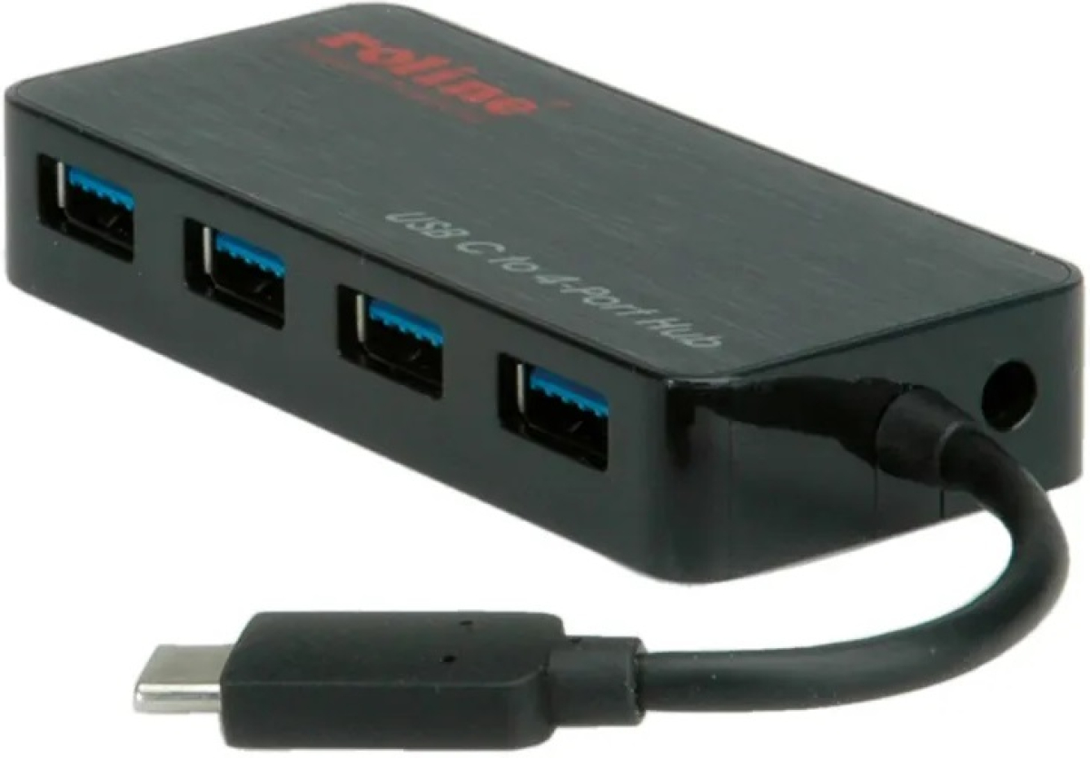 USB Хъб ROLINE 14.02.5035, USB 3.2, 4-портов, с захранване, 5 Gbit/s, черенна ниска цена с бърза доставка - BestPC.BG