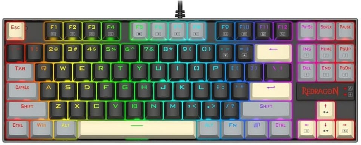 Механична геймърска клавиатура Redragon Kumara K552LGY-RGB с RGB осветление с Red switches - черна със сивона ниска цена с бърза доставка - BestPC.BG