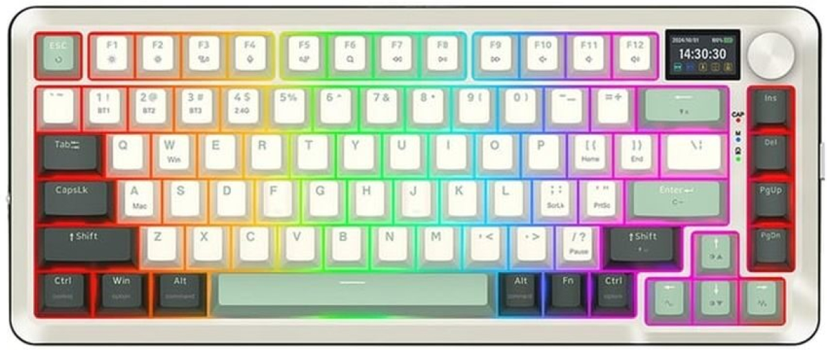 Клавиатура Redragon Flekact Pro K708WLG-RGB-PRO, геймърска, механична, Bluetooth 5.0, RGB осветление, бялна ниска цена с бърза доставка - BestPC.BG