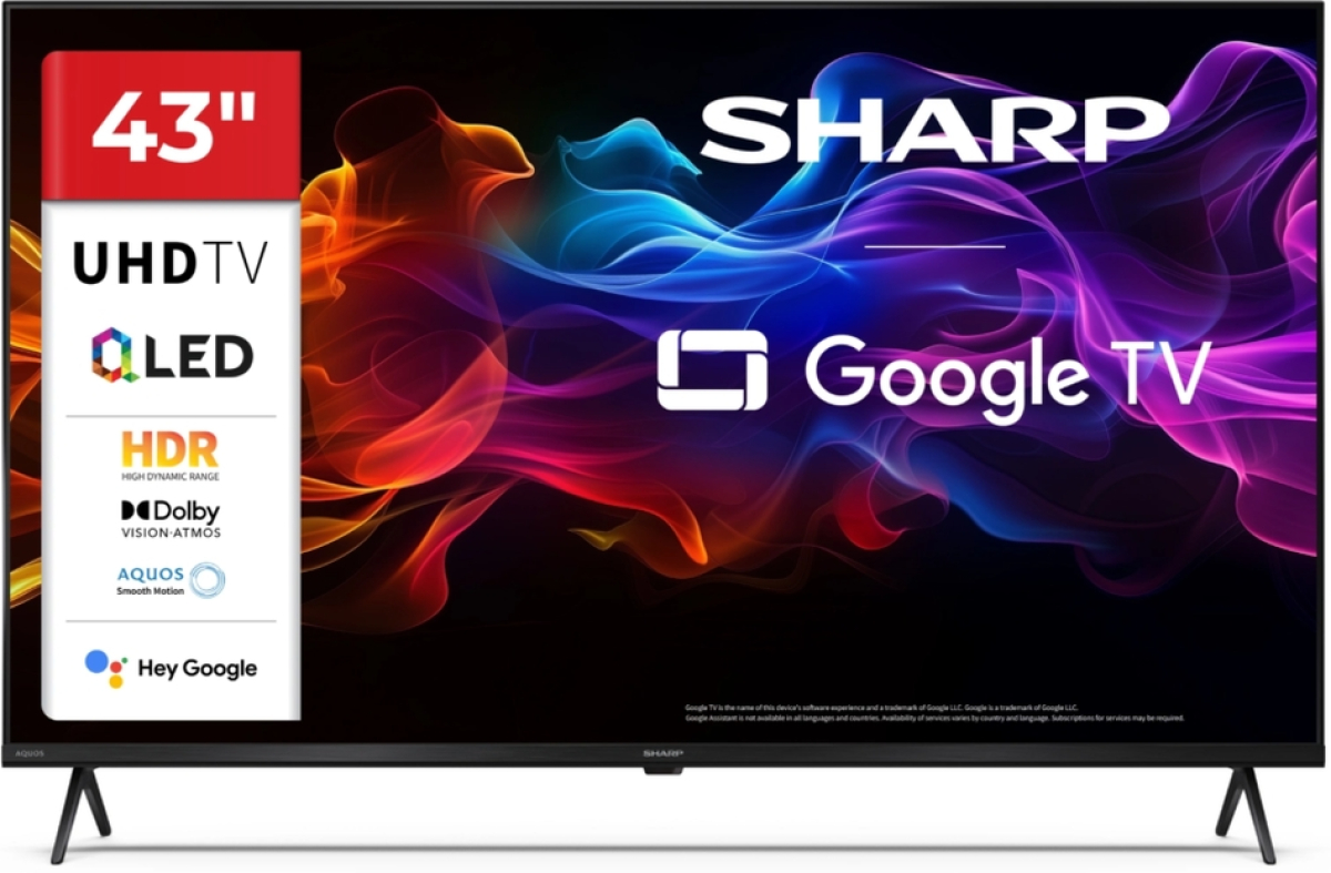 Телевизор Sharp 43HP5265E, 43" QLED Google TV, 4K Ultra HD 3840x2160 Frameless, 1 000 000:1, AQUOS, DVB-T-T2-C-S-S2, Active Motion 1000на ниска цена с бърза доставка - BestPC.BG