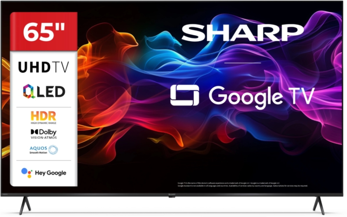 Телевизор Sharp 65HP5265E, 65" QLED Google TV, 4K Ultra HD 3840x2160 Frameless, 1 000 000:1, AQUOS, DVB-T-T2-C-S-S2, Google Assistantна ниска цена с бърза доставка - BestPC.BG