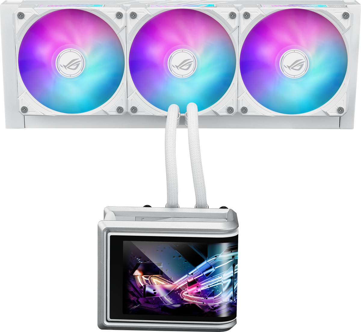 Водно охлаждане ASUS ROG Ryuo IV SLC 360, ARGB осветление, 6.67" извит AMOLED дисплей, 3x 120 мм, 360 мм радиатор, бялна ниска цена с бърза доставка - BestPC.BG