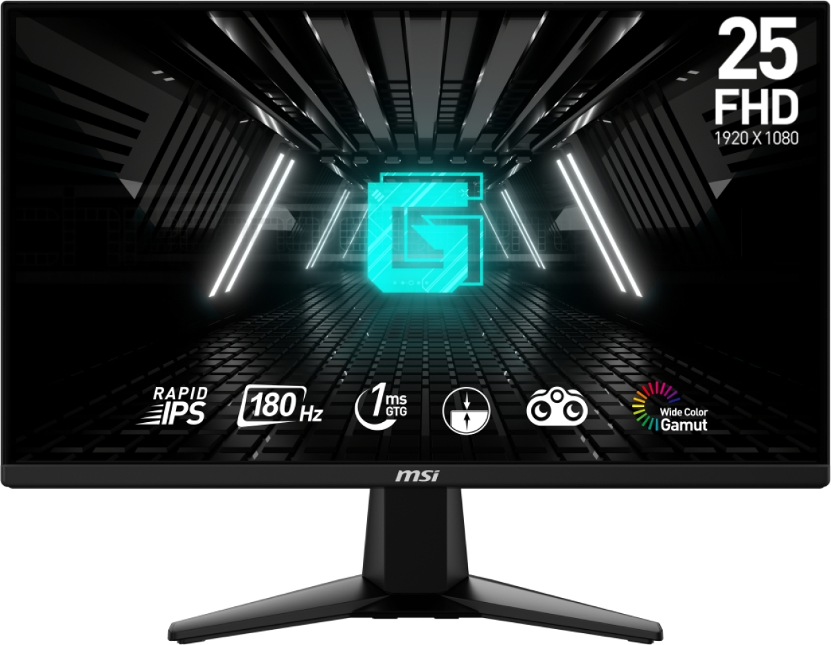 Монитор MSI G255F, 24.5", Rapid IPS, 180Hz, 1ms, 1920x1080 FHD, Anti-glare, Adaptive-sync, Frameless, Anti-Flicker, Черенна ниска цена с бърза доставка - BestPC.BG