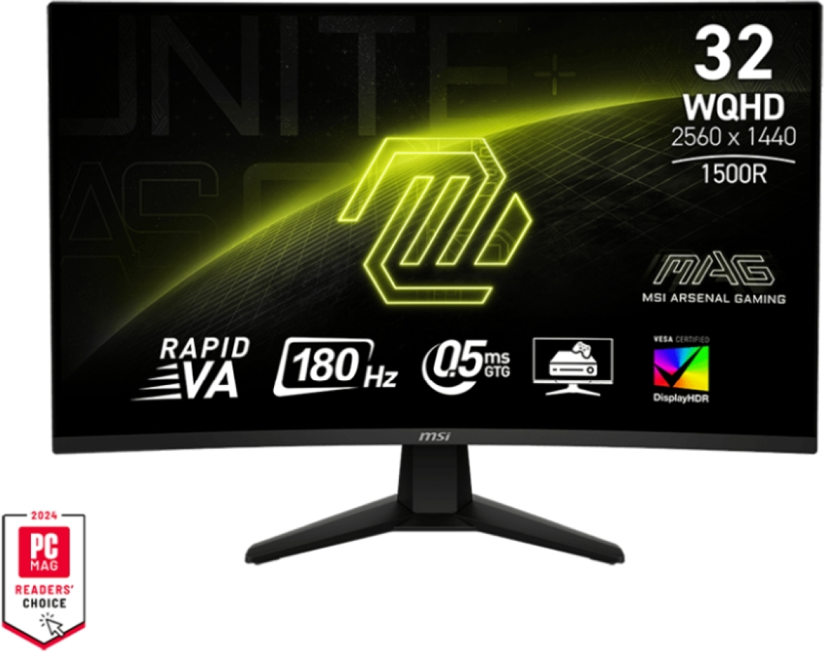 Монитор MSI MAG 32CQ6F, 31.5, 180Hz, 0.5ms, Rapid VA, WQHD 2560x1440, 400nits, VESA, Черенна ниска цена с бърза доставка - BestPC.BG
