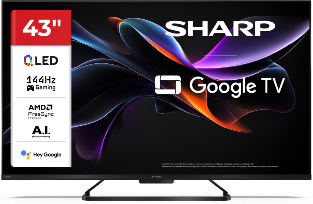 Телевизор Sharp 43HR7265E, 43" QLED Google TV, 144 Hz, 4K Ultra HD 3840x2160 Frameless, Google Assistant, Google Castна ниска цена с бърза доставка - BestPC.BG
