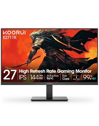 Монитор KOORUI E2711K, 27" 144 Hz, FHD (1920x1080) 16:9, 1x D-Sub(VGA), 1x HDMI, Черенна ниска цена с бърза доставка - BestPC.BG