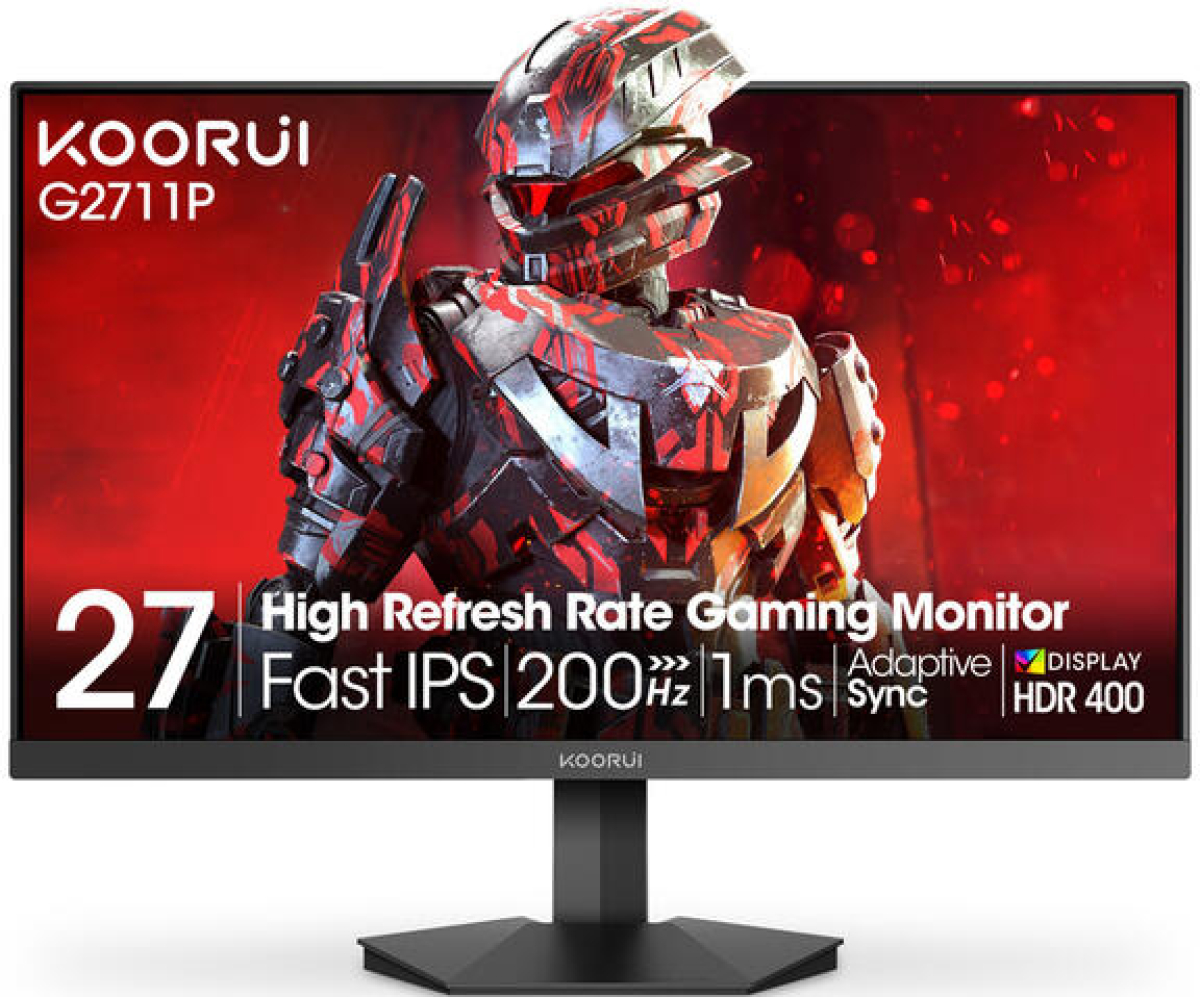 Монитор KOORUI G2711P, 27" 200Hz, FHD (1920x1080) 16:9, 1x DisplayPort, 1x HDMI, Черенна ниска цена с бърза доставка - BestPC.BG