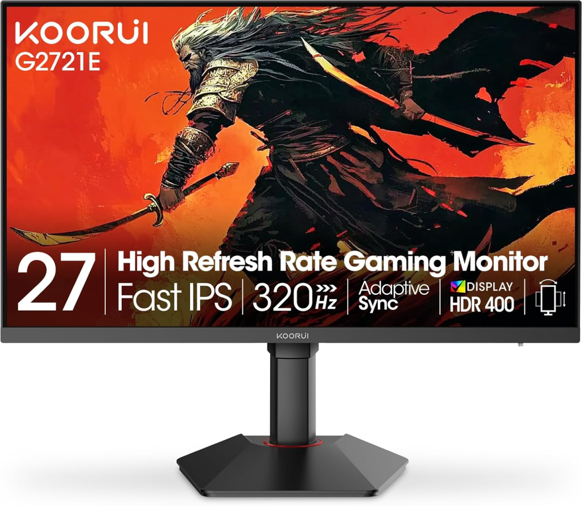 Монитор KOORUI G2721E, 27" 320Hz, QHD 2560x1440 16:9, 1x DisplayPort, 1x HDMI, Черенна ниска цена с бърза доставка - BestPC.BG